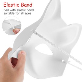 Cat Mask 15pcs Unpainted Paper Animal Mask DIY Paintable Fox Mask for Party Cosplay Plain White