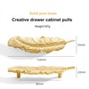 LFWATAXY 2PCS Solid brass feather cabinet drawer handle knob, gold