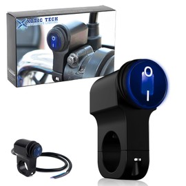 x xotic tech ATV Light Switch 12V Handlebar Switch Waterproof Motorcycle Light Switch Toggle On/Off Button Switch for 7/8"(22mm) Handlebars Motorcycle Motorbike Scooter UTV (Blue Indicator Light)