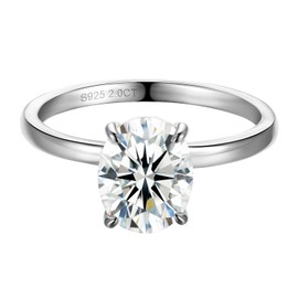 RapRevolt 1.5 2 Carat Oval Moissanite Rings For Women Oval Engagement Rings 18K Gold Plated 925 Sterling Silver Solitaire Rings Moissanite Promise Ring For Her Anniversary Ring Size 4.5-11