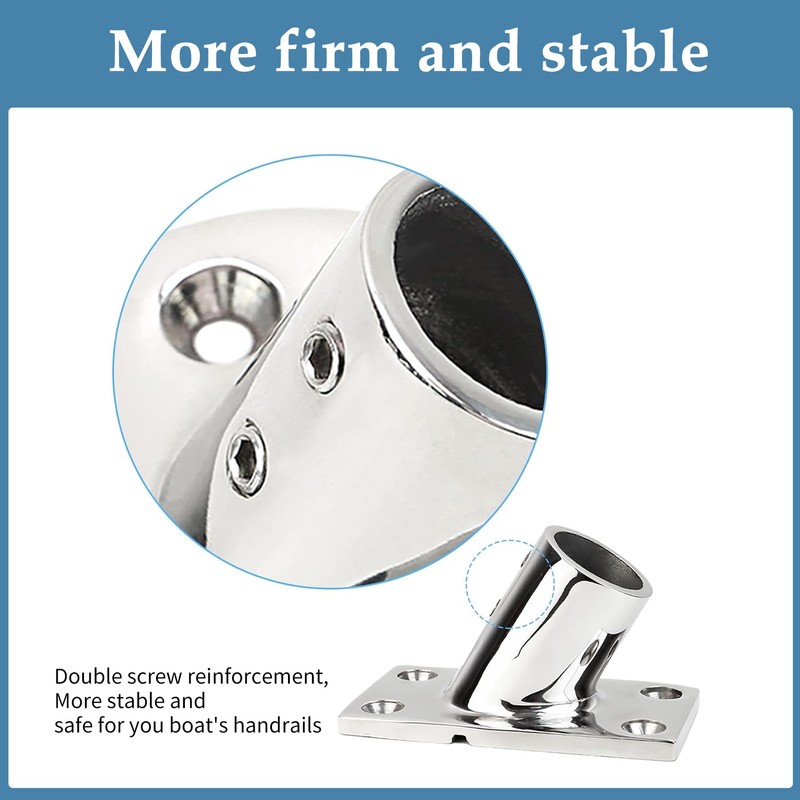 YANYUCB Boat Hand Rail Fittings,316 Stainless Steel Rectangular 60 Degree