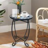 LIFFY Outdoor Side Table,12" Round Ceramic Tile Tabletop Accent Table