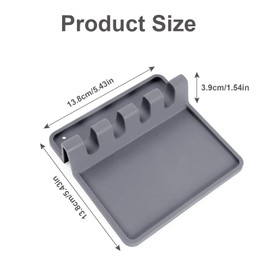 Roegaric Silicone Spoon Rest, BPA-Free Silicone Utensil Rest Durable Spoon Rest with Drip Pad Reusable Silicone Spoon Holder, Heat-Resistant Silicone Kitchen Spoon Holder for Kitchen Gadgets（Gray）