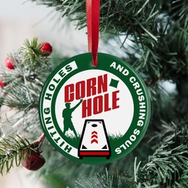 Cornhole Ornament Christmas 2024, Corn Hole Lawn Game Ornaments Xmas, Cornhole Game Board Ornament, Cornhole Board Christmas Tree Decor, Sport Lover, Sport Ornament Hitting Holes Crushing Souls
