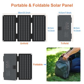 SoulBay Solar Panel Portable Charger Kit 30W Foldable for Camping Outdoor Power Station Small Electronics, with 3pcs Output Ports & 12pcs Adapters, Car Socket, MC4 Connector and 6.5 FT 5.5*2.1 mm Cord