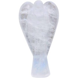 Crystal Angel Figurine - Gemstone Guardian Ornament for Spiritual & Positive Energy - Reiki Stone for Men & Women – Natural Healing Power Pocket Guardian Angels - 3 inch (Crystal clear)