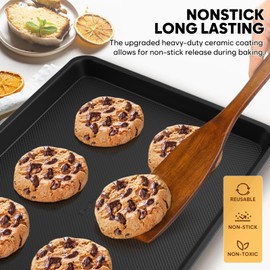Cookie Sheet for Baking, Ceramic Quarter Baking Sheet Pan, Thicker Carbon Steel Baking Sheet Non Stick, 12.8 x 9 Inch Baking Tray for Oven