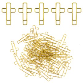 50 PCS Gold Cross Bible Paper Clips - Dual-Purpose Journaling Paper Clips & Bookmarks Bible Study Supplies for Christian Office & Home