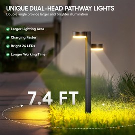 ELECLINK Solar Pathway Lights Outdoor Waterproof, 2 Pack with 4 Head Solar Lights Outdoor Super Bright Up to 12Hrs, Auto On/Off Garden Light for Yard Patio Path Walkway Driveway Outside Decor