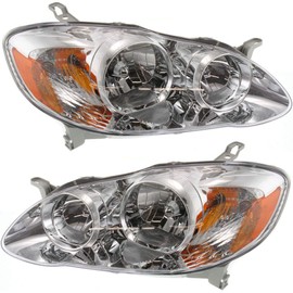 For 2005-2008 Toyota Corolla Headlight Driver and Passenger SideDOT Certified Bulbs Included TO2502160 TO2503160 - Replaces 81150-02350, 81110-02360 ;CE|LE