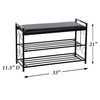 Scroll Metal Design 3 Tier Entryway Shoe and Sitting Storage