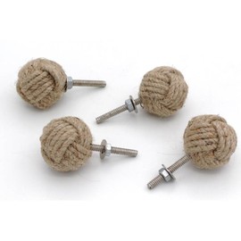 RII 32MM Dia Set of 6 Jute Rope Cabinet knobs Nautical Decor
