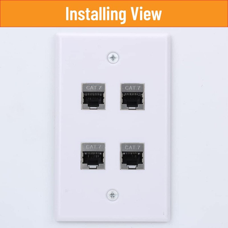 YOEMELY Cat7 Keystone Wall Plate 4 Port, 1 Gang RJ45