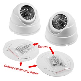 JZK 2 Dummy Fake Surveillance Security CCTV Dome Camera With LED Blinking Real imitation for Home Security, White