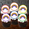 48 PRECUT Rainbow Cupcake Toppers, 3cm Rainbow Edible Wafer Discs,