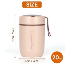 ALXBSONE 20 Oz Insulated Food Jar Stainless Steel Container Thermos with Folding Spoon for Hot or Cold Food, Soups, Oatmeal Milk Bento Box Leak Proof
