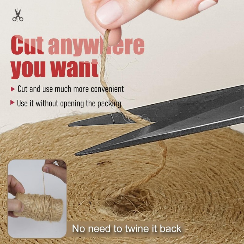 PerkHomy 600 Feet Natural Jute Twine Long Twine String for