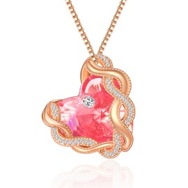 Infinity Necklaces for Women Sterling Silver Infinity Love Heart Pendant with Tourmaline Pink Crystal for October Birthstone Jewelry Fine Jewelry Romantic Gifts for Women