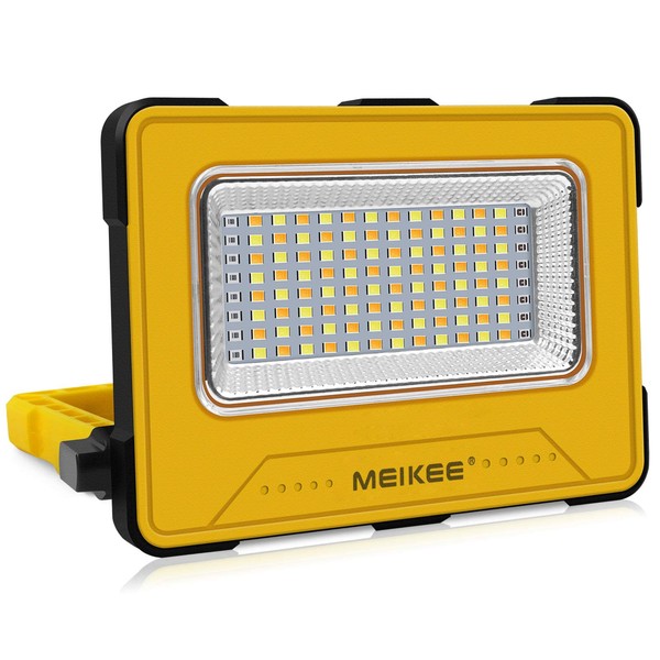 MEIKEE LED Lantern, Floodlight, Work Light, 100W Equivalent, 3,000 LM, Rechargeable, Flashlight, PSE Certified, 4 Color Switching, Light Bulb Color, Daylight White, Natural Light, Red, Blue Flashing Mode, Magnetic Design, Japanese Instruction Manual Included, Yellow