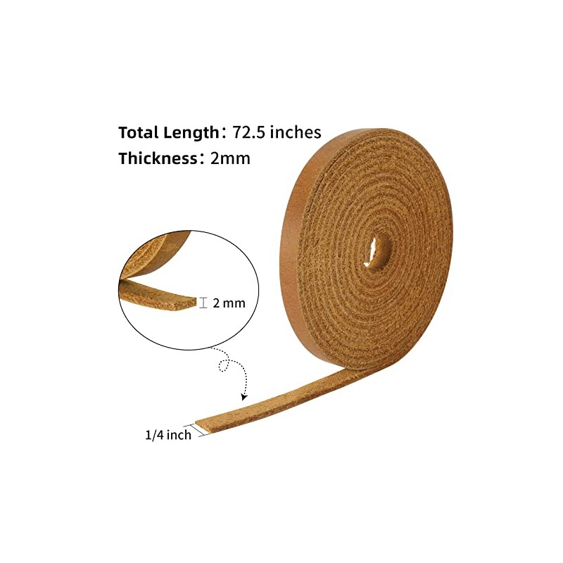 Ringsun 1/4 Inch Wide Flat Leather Strips for Crafts, Full