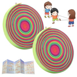 RAXLUPO Pack of 2 Children's Rubber Twist with Instructions for Bouncing Games, Rubber Twist Rainbow Colours, 4 m Long, 1 cm Wide, Rubber Twist for Children, Bouncy Games, Indoor and Outdoor, Girls and Boys