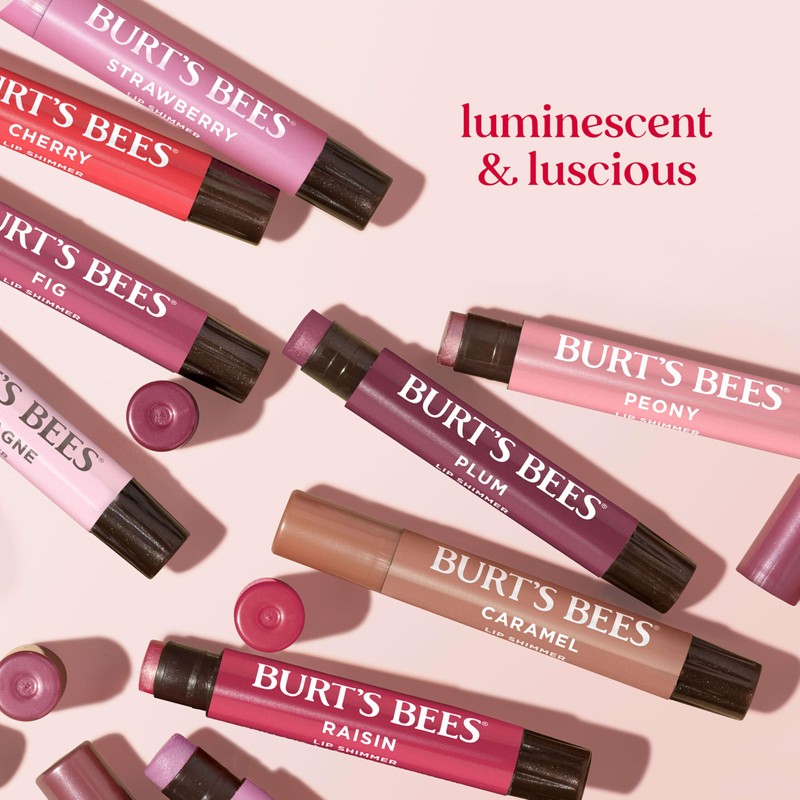 Burt’s Bees Lip Shimmer Peony; Warm, Luminescent Color; High Impact,