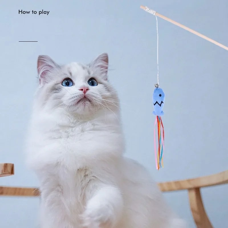 Cat Toy Wand Interactive – Fashion Cat Wand Toy Natural
