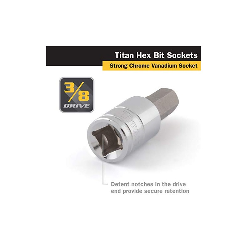 Titan 15608 3/8-Inch Drive x 8mm Hex Bit Socket