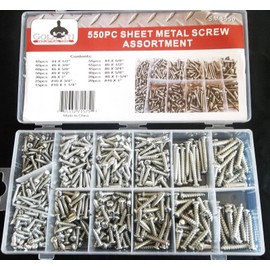 550pc Goliath Industrial SMS550 Sheet Metal Screw Assortment Phillips Assorted