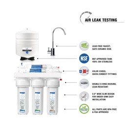 Oceanic High Capacity Under Sink 5-Stage Reverse Osmosis Drinking Filtration System, 100 GPD with Tank and Faucet