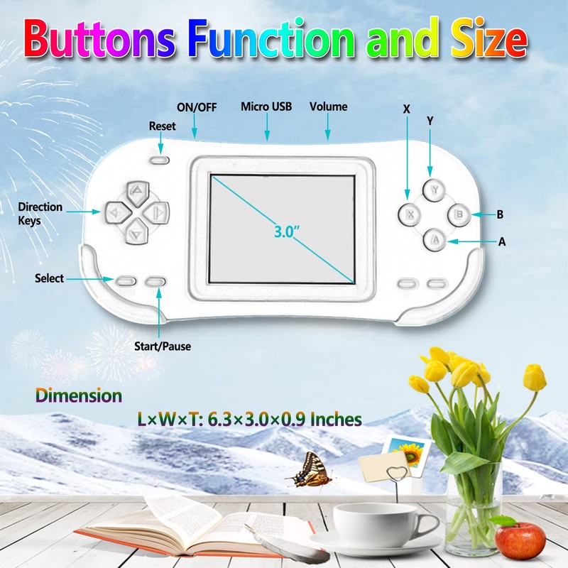 Douddy レトロハンドヘルドゲームコンソール 子供用 4~12歳 218パズル内蔵 レジャービデオゲーム 充電式 3.0インチスクリーン 電子機器ゲームプレーヤー おもちゃ