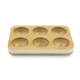 Pebbly NBA108 Egg Tray, Bamboo, White, 17 x 12 x 3 cm