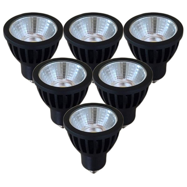 Fwaytech LED Spotlight, E11, Narrow Angle, 7W, JDR50, Dichro Halogen Lamp, Duct Rail LED Spotlight, Compatible with Sealed Fixtures, Set of 6 (Equivalent to Daylight White (5000K), Body Black (Narrow Angle 15°), E11 Base, Dimmable)