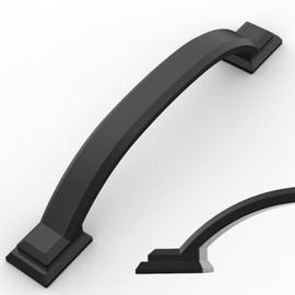 Amerdeco 10 Pack Matte Black Cabinet Pulls 4 Inch(102mm) Hole Centers, Handles for Kitchen Cabinet Hardware, Arch Cabinet Handles for Bathroom Dresser Drawer Handles ZH0016