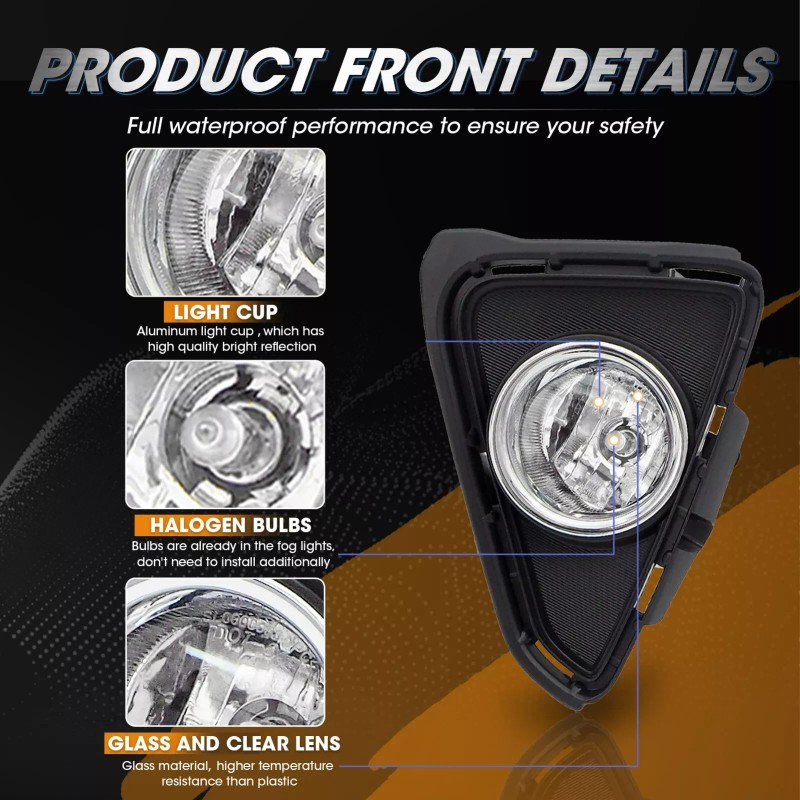 YLT Auto Pair For 2016 2017 2018 Toyota RAV4 Clear