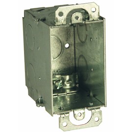 3 in. x 2 in. Switch Box, Gangable, 2-3/4 in. Deep, Seven 1/2 in. KO's & NMSC Clamps, Plaster Ears