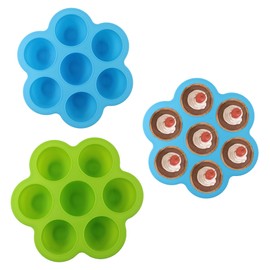 Septe Silicone Air Fried Egg Bite Mold, egg bite maker,Reusable Air Fried Egg Bite Mold with Cover, 2Pcs (Blue and Green)