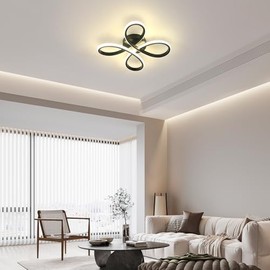 Comely Comely LED Deckenleuchte, 30W 3500LM Deckenlampe Creative Flower Design, Schwarz Deckenbeleuchtung aus Aluminium fr Wohnzimmer Schlafzimmer Flur Kche, 4500K Natrliches Licht