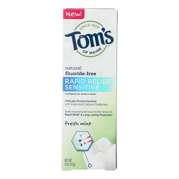 Tom's Of Maine Rapid Relief Sensitive Toothpaste - Fresh Mint Fluoride-free - Case Of 6-4 Oz.6