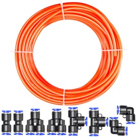 TAILONZ PNEUMATIC Orange 3/8 Inch od 10 Meters PU Air Tubing Kit Pipe Hose Air Line Tubing Or Fluid Transfer Pneumatic tubing (3/8 PU Tube)