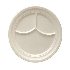Yanco NC-510I Compartment Collection 3-Compartment Plate, 9" Diameter, Melamine, Ivory Color, Pack of 24
