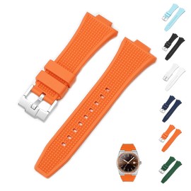 12mm Rubber Band For Tissot PRX Powermatic 80 40mm, Replacement Watch Bands With Buckle For Tissot PRX Series - Multiple Colors (Orange)