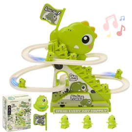 Race Track Toy Climbing Stairs Toys with 3 Dinosaurs Kid Fun Playing Games with Slide Light Music Roller Coaster Toy Set for Kids Birthday Gifts Slide Roller Coaster Toys for Kids Boys Girls