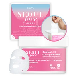 DERMAL Seoul Face Ceramide 3X Daily Quick Mask 36 Sheet – Korean Skincare Vegan Tencel Facial Masks - Intensive Moisturizing, Elasticity Mask Sheets with Hyaluronic Acid, Panthenol, Adenosine