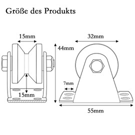 KCNOFNC 32 mm pulley steel cable, V type pulley for ropes, pulley with 2 ball bearings, 1 piece