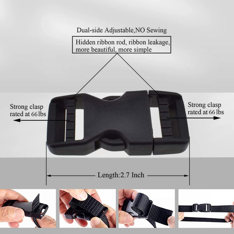Lxnoap Quick Side Release Buckles 1" Wide Dual Adjustable No