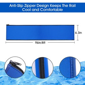 Pool Handrail Cover,Rail Grip for Swimming Pool Hand Railing Covers with Zipper,Safety Grips Comfort Cool Covering Sleeve for Inground Pool Ladder Handles Hand Railing Covers-8 Feet,Blue