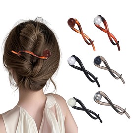 6 Stück Haarspangen Damen,Elegante Haarspange,Perlen Haarspangen,French Hair Pin,Banana Hair Clip,Elegante Perle FranzöSische Haarnadel für Langes Lockiges Haar(Bernstein+Grau+Dunkelgrau+Weiß