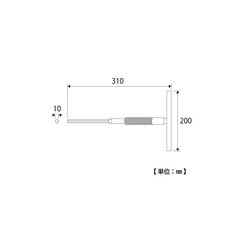 TOP TSW-100 T-Shaped Spin Wrench, Hexagonal Bar, Opposite Side 0.4