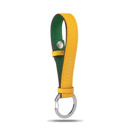 COGURE COPKRB Key Chain Bag Charm Genuine Leather Carabiner Ring Adult Accessory with Gift Box, gold+green